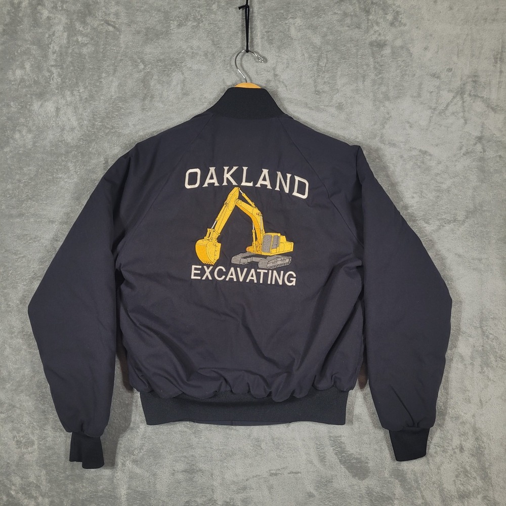 Nemesis Sportswear Bomber Jacket Mens L Black Oakland Excavating Rick Workwear